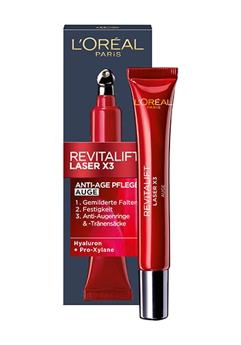 Revitalift Laser X3 Anti Age Auge rote Tube stehend und Verpackung